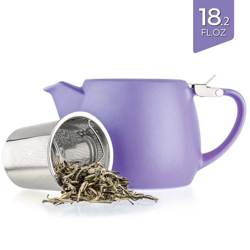 Tealyra - Pluto Porcelain Small Teapot Violet - 18.2-ounce (1-2 cups) - Matte Finish - Stainless Steel Lid and Extra-Fine Infuser To Brew Loose Leaf Tea - 540ml - Image 2